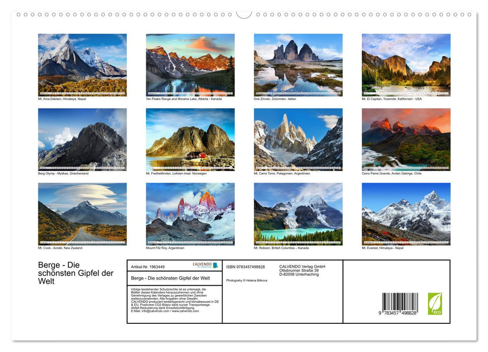 Berge - Die schönsten Gipfel der Welt (CALVENDO Premium Wandkalender 2026)
