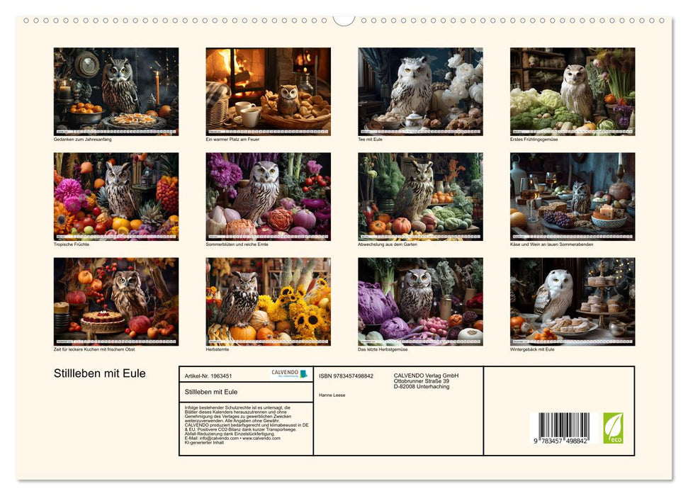 Stillleben mit Eule (CALVENDO Premium Wandkalender 2026)