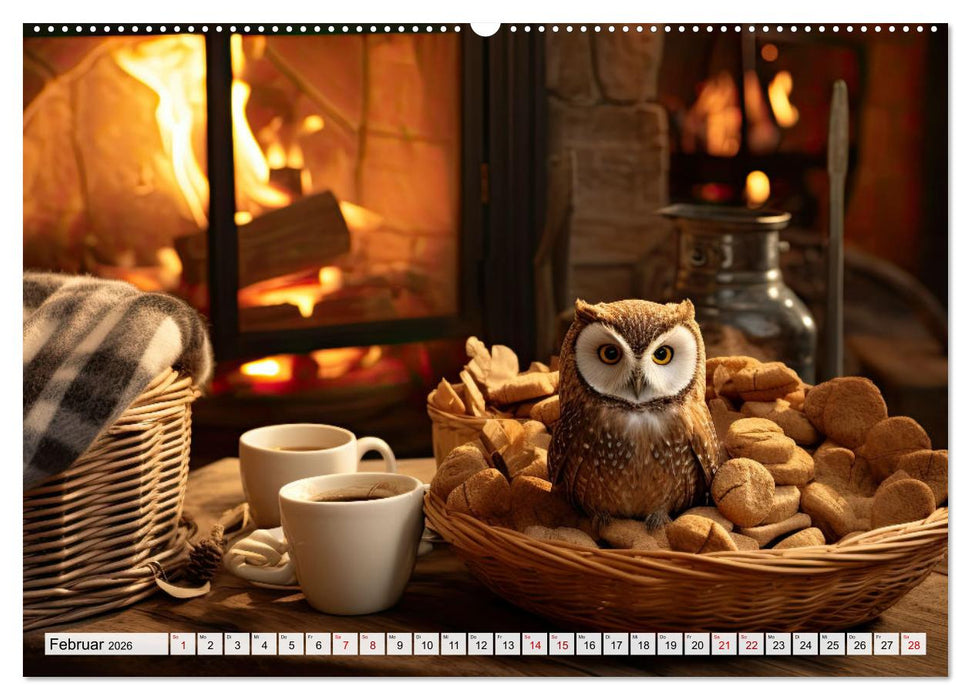 Stillleben mit Eule (CALVENDO Premium Wandkalender 2026)