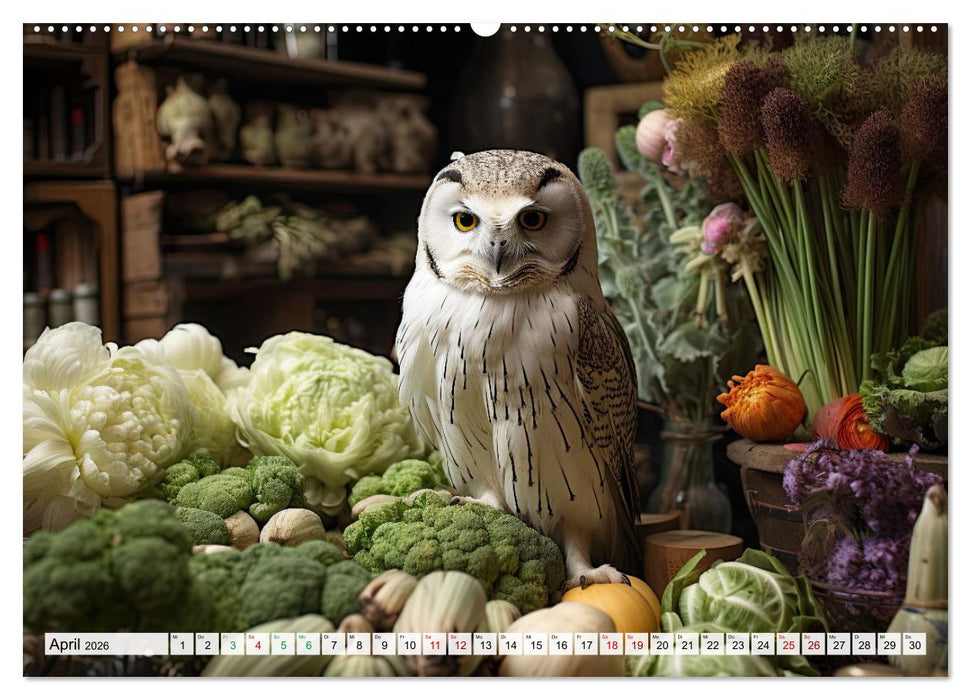 Stillleben mit Eule (CALVENDO Premium Wandkalender 2026)