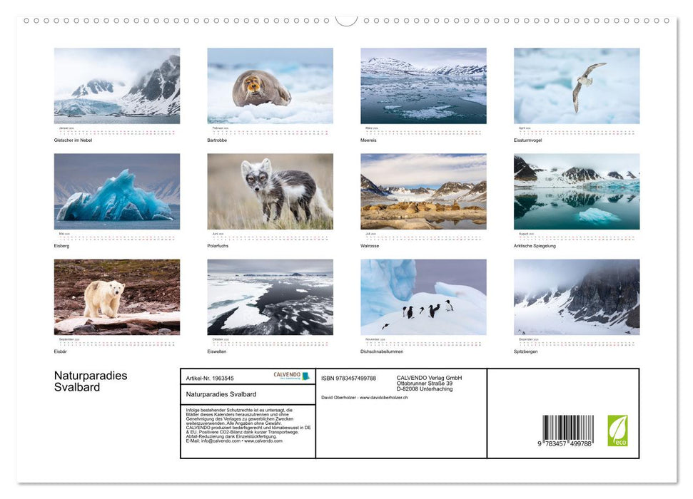 Naturparadies Svalbard (CALVENDO Premium Wandkalender 2026)