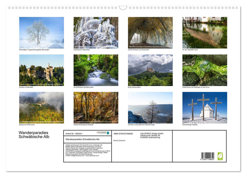 Wanderparadies Schwäbische Alb (CALVENDO Wandkalender 2026)