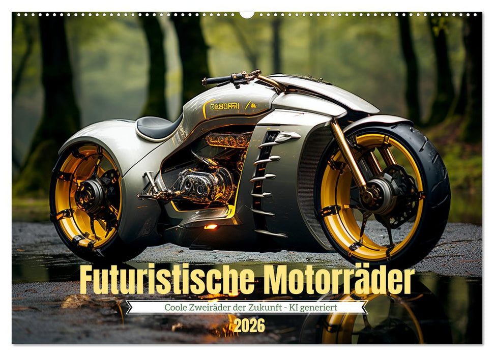 Futuristische Motorräder (CALVENDO Wandkalender 2026)