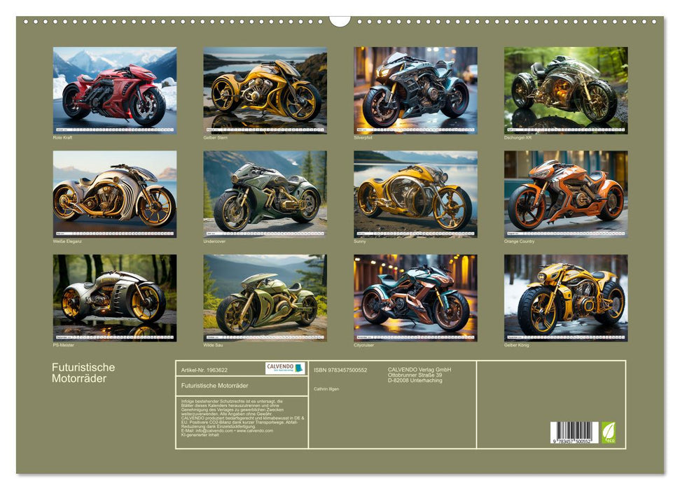 Futuristische Motorräder (CALVENDO Wandkalender 2026)
