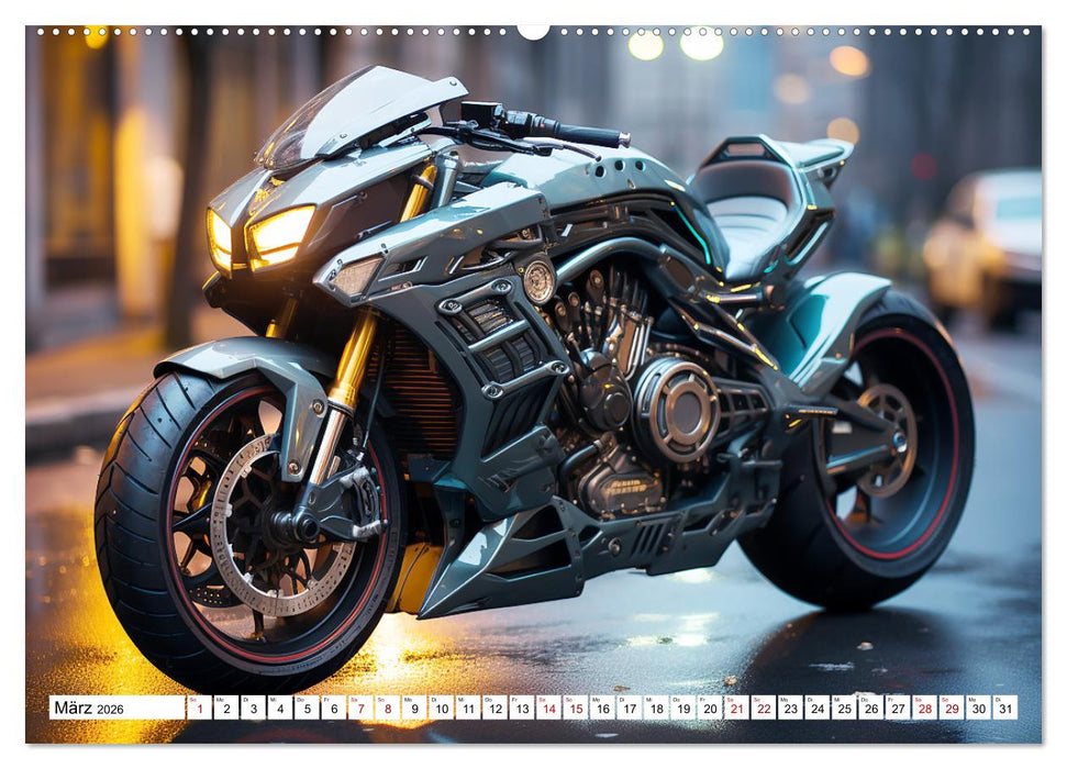 Futuristische Motorräder (CALVENDO Wandkalender 2026)