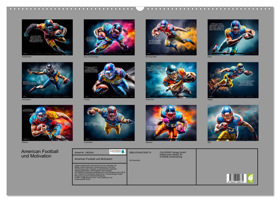 American Football und Motivation (CALVENDO Wandkalender 2026)