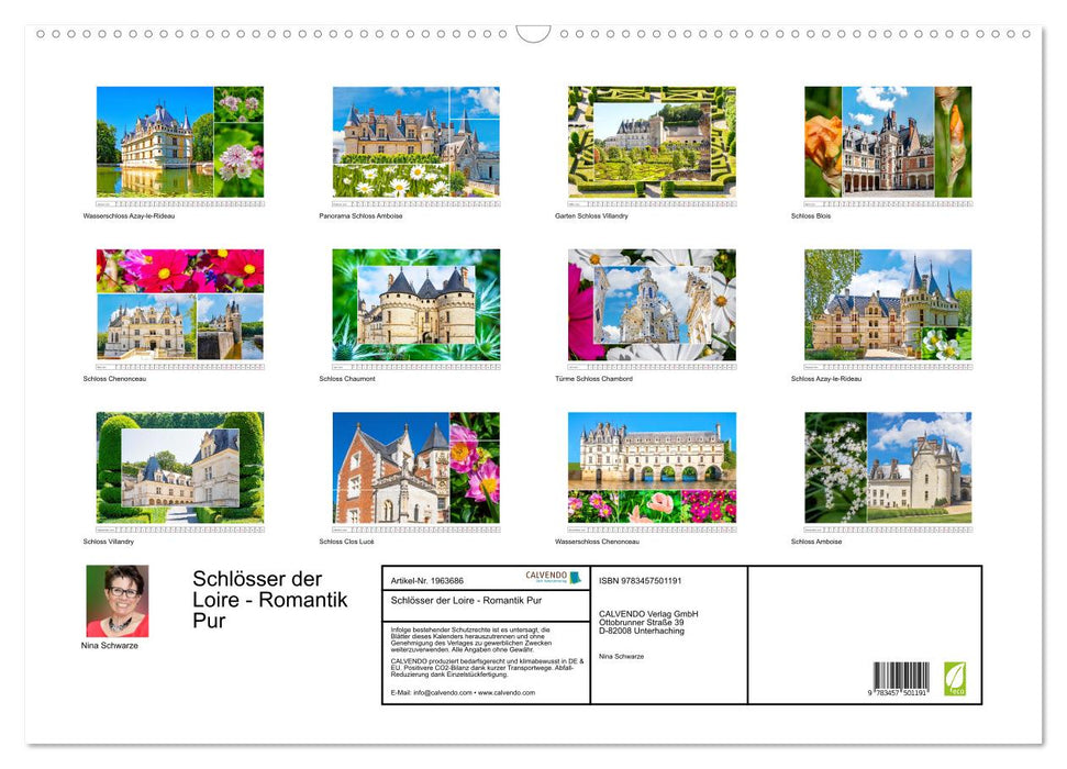 Schlösser der Loire - Romantik Pur (CALVENDO Wandkalender 2026)