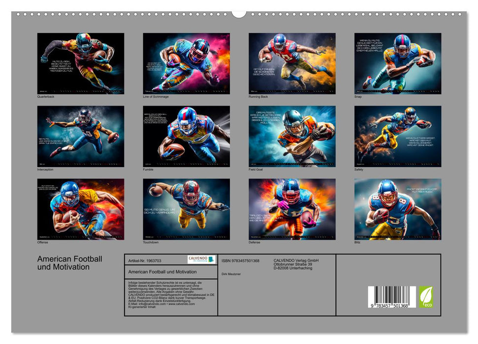 American Football und Motivation (CALVENDO Premium Wandkalender 2026)