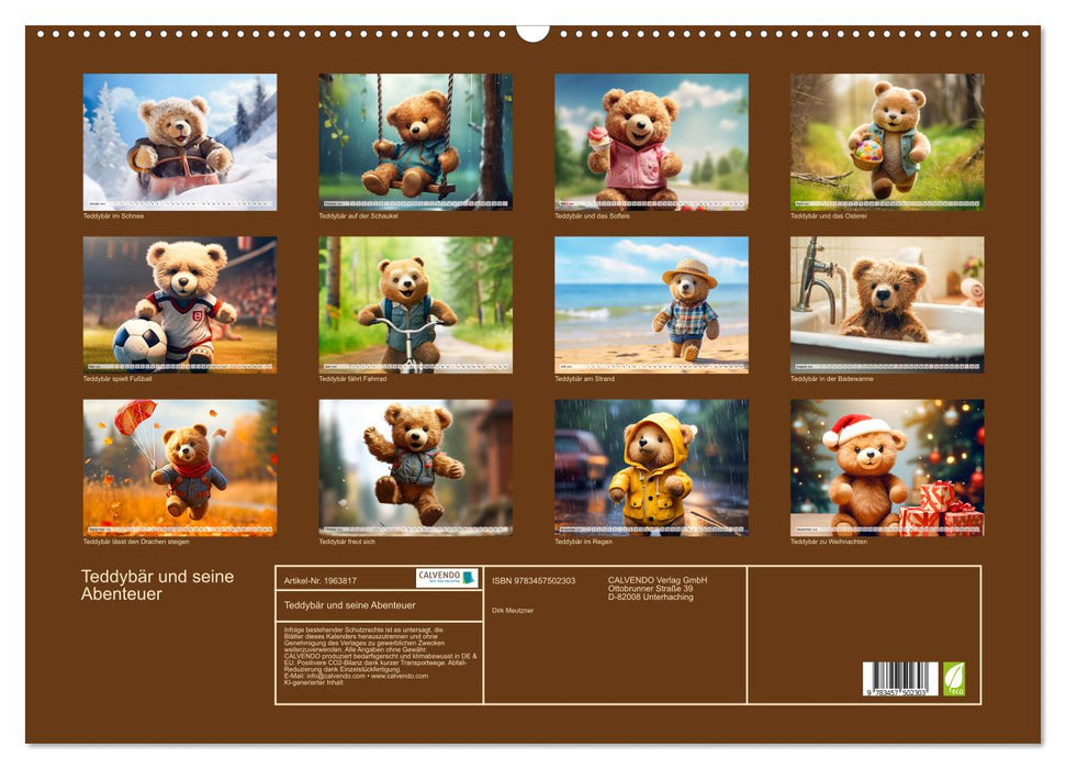 Teddybär und seine Abenteuer (CALVENDO Wandkalender 2026)