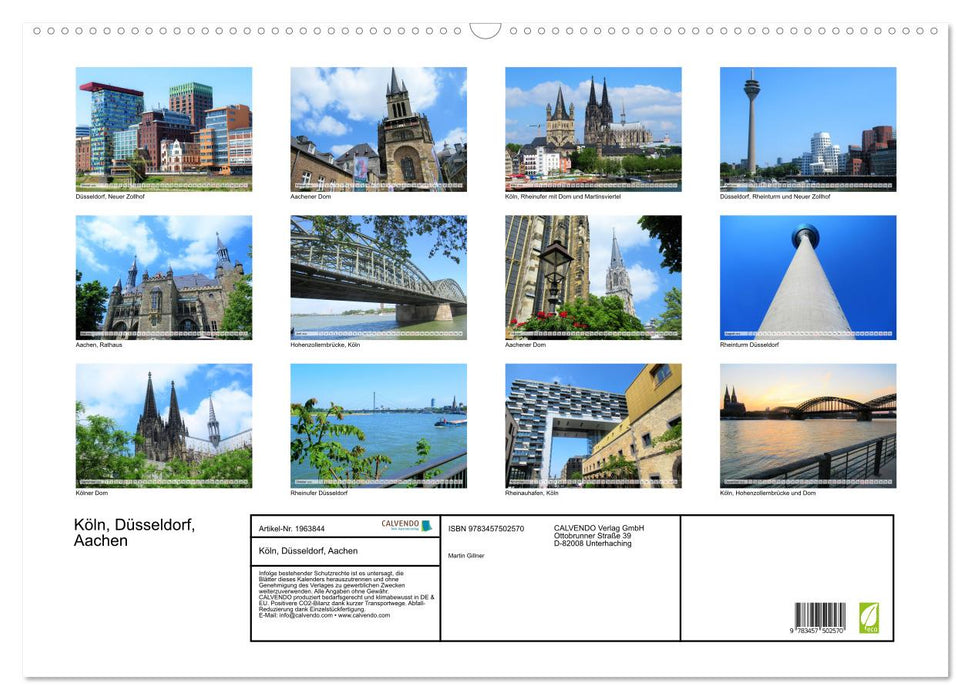 Köln, Düsseldorf, Aachen (CALVENDO Wandkalender 2026)