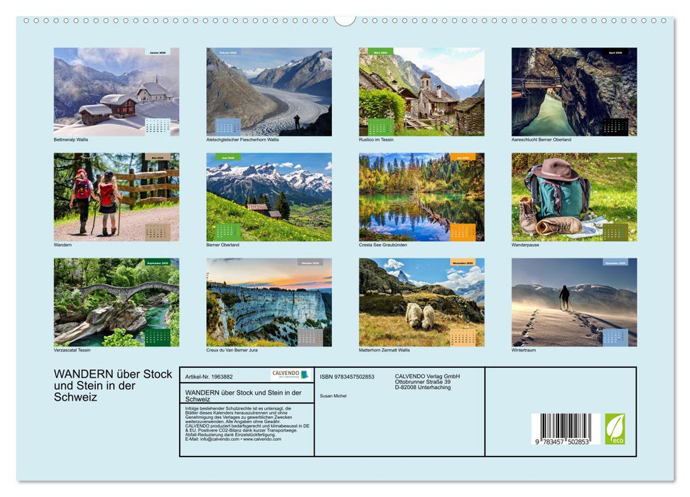 WANDERN über Stock und Stein in der Schweiz (CALVENDO Premium Wandkalender 2026)
