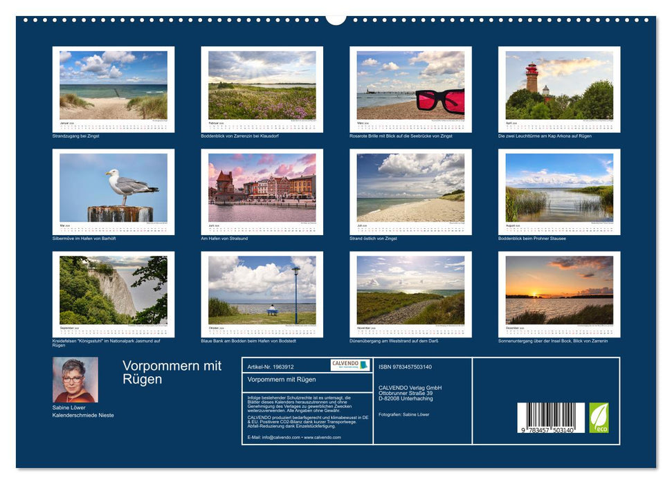 Vorpommern mit Rügen (CALVENDO Premium Wandkalender 2026)