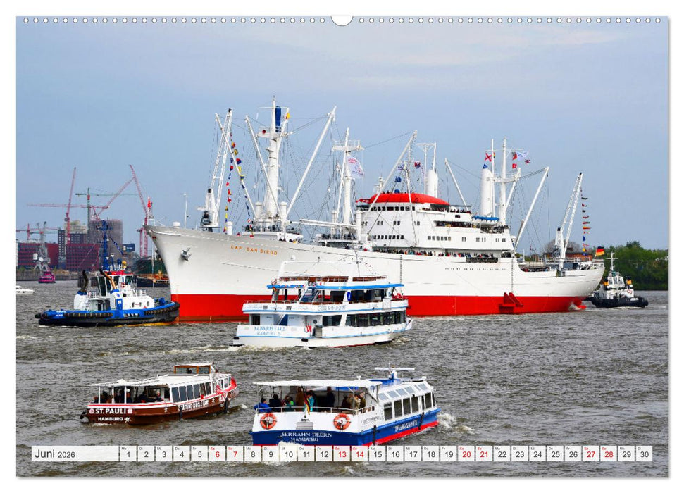 Hamburg mit Hafengeburtstag (CALVENDO Premium Wandkalender 2026)