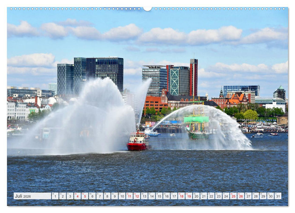 Hamburg mit Hafengeburtstag (CALVENDO Premium Wandkalender 2026)