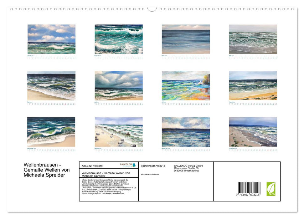 Wellenbrausen - Gemalte Wellen von Michaela Spreider (CALVENDO Premium Wandkalender 2026)