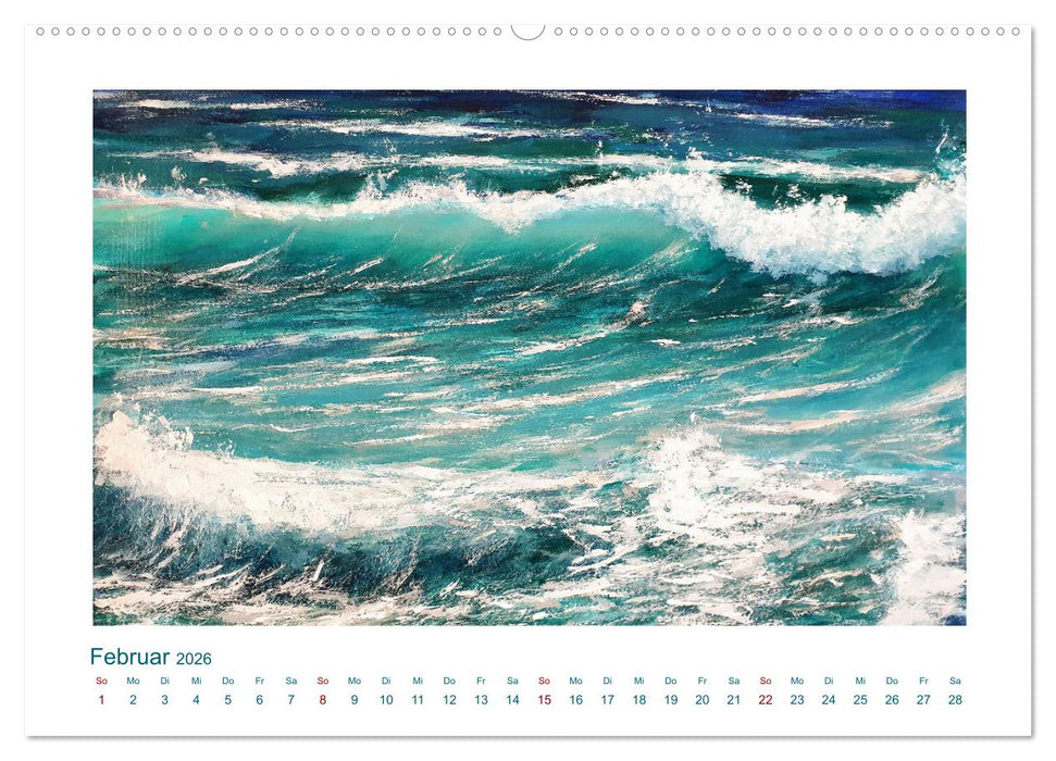 Wellenbrausen - Gemalte Wellen von Michaela Spreider (CALVENDO Premium Wandkalender 2026)