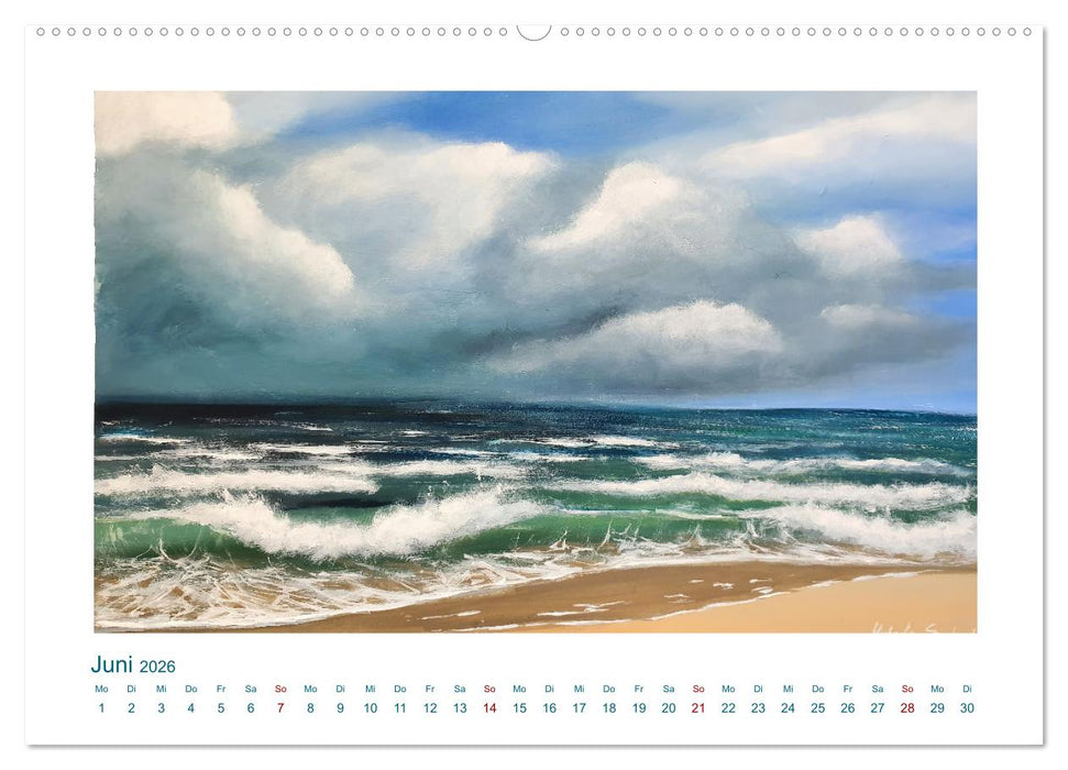 Wellenbrausen - Gemalte Wellen von Michaela Spreider (CALVENDO Premium Wandkalender 2026)
