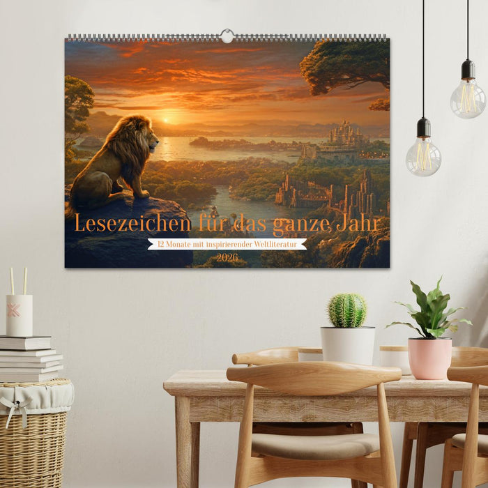 Lesezeichen für das ganze Jahr - 12 Monate mit inspirierender Weltliteratur (CALVENDO Wandkalender 2026)