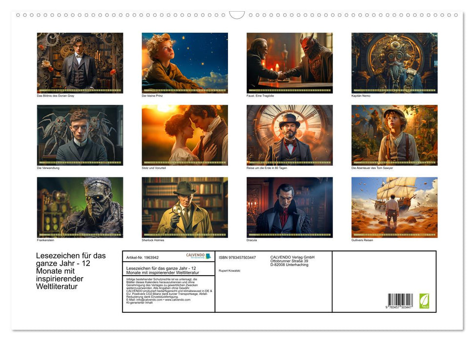 Lesezeichen für das ganze Jahr - 12 Monate mit inspirierender Weltliteratur (CALVENDO Wandkalender 2026)