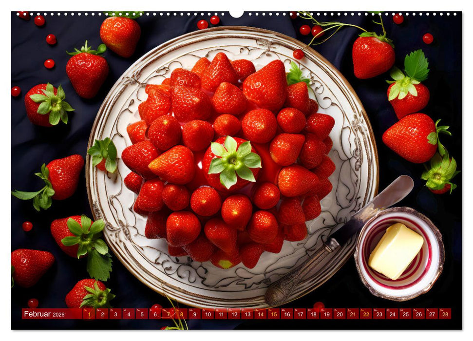 Erdbeerzauber - Erdbeer-Schlemmereien mit Eis und Kuchen en masse! (CALVENDO Wandkalender 2026)