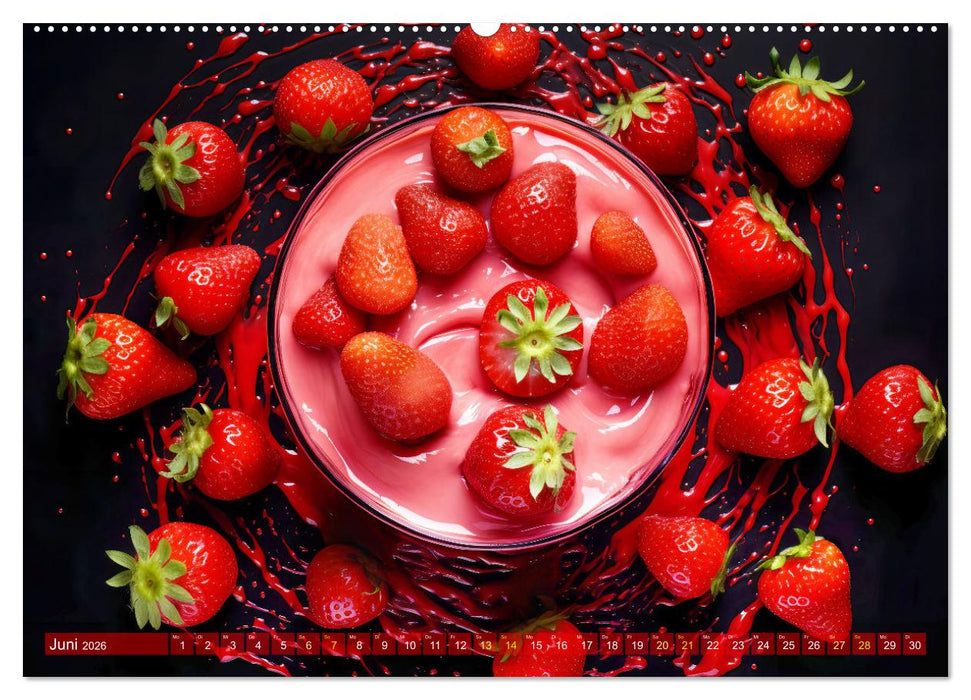 Erdbeerzauber - Erdbeer-Schlemmereien mit Eis und Kuchen en masse! (CALVENDO Wandkalender 2026)