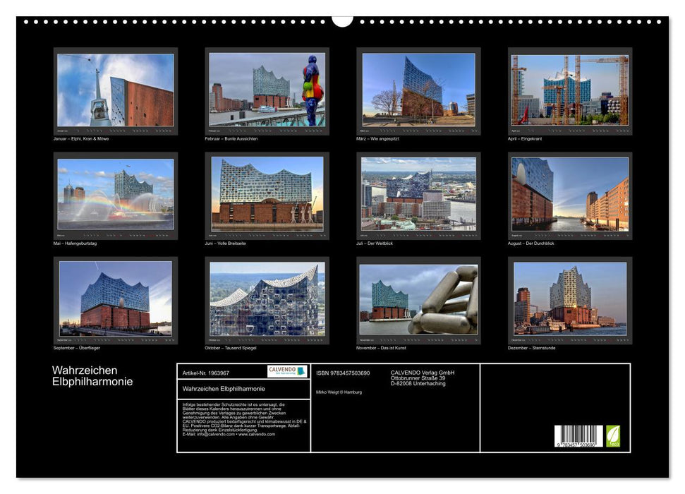 Wahrzeichen Elbphilharmonie (CALVENDO Wandkalender 2026)