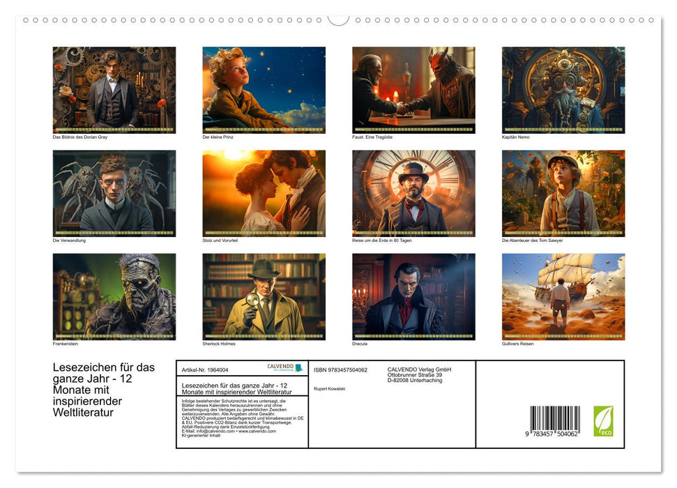 Lesezeichen für das ganze Jahr - 12 Monate mit inspirierender Weltliteratur (CALVENDO Premium Wandkalender 2026)
