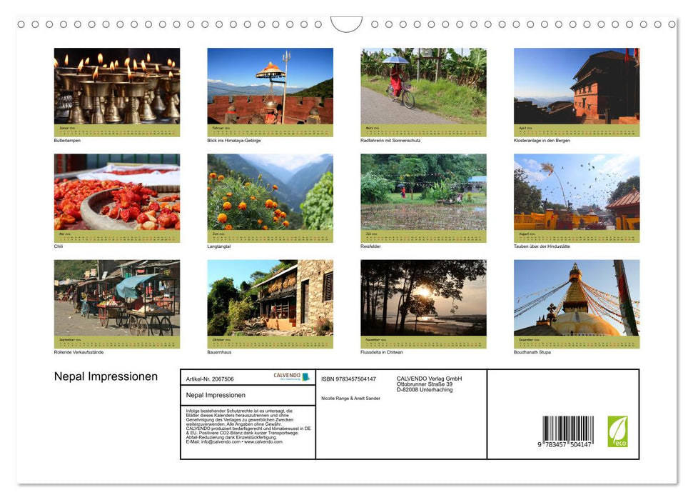 Nepal Impressionen (CALVENDO Wandkalender 2026)