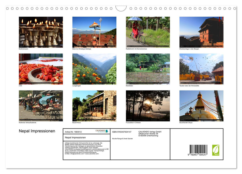 Nepal Impressionen (CALVENDO Wandkalender 2026)