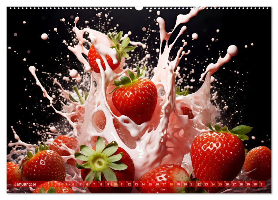 Erdbeerzauber - Erdbeer-Schlemmereien mit Eis und Kuchen en masse! (CALVENDO Premium Wandkalender 2026)