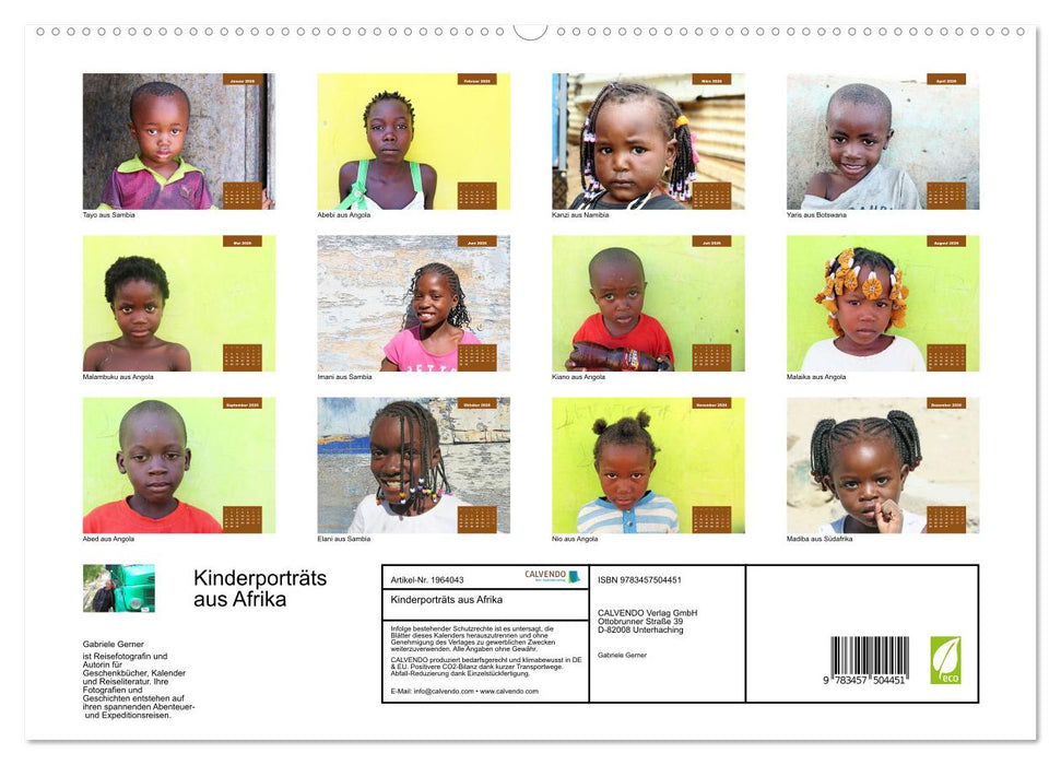 Kinderporträts aus Afrika (CALVENDO Premium Wandkalender 2026)