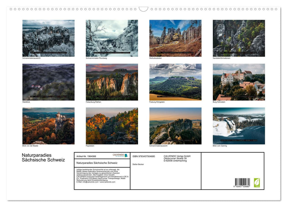 Naturparadies Sächsische Schweiz (CALVENDO Wandkalender 2026)