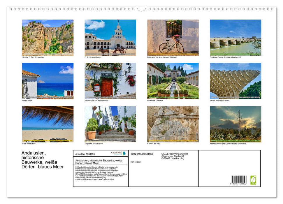 Andalusien, historische Bauwerke, weiße Dörfer, blaues Meer (CALVENDO Wandkalender 2026)