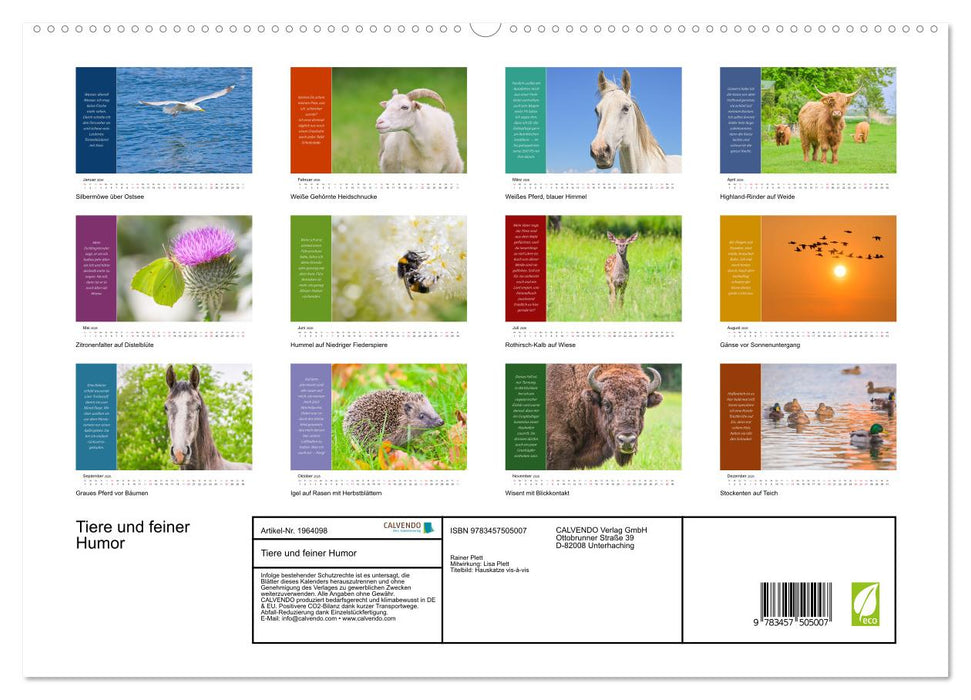 Tiere und feiner Humor (CALVENDO Premium Wandkalender 2026)