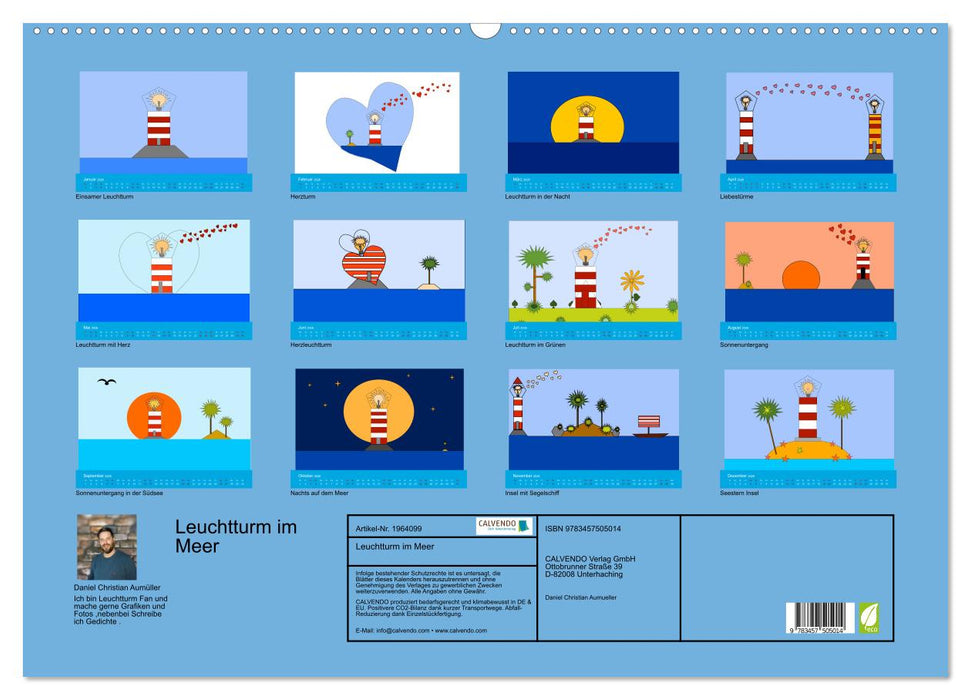 Leuchtturm im Meer (CALVENDO Wandkalender 2026)