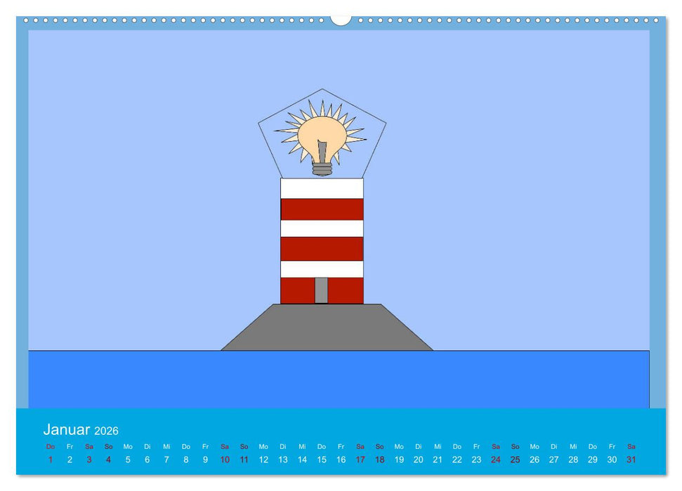 Leuchtturm im Meer (CALVENDO Wandkalender 2026)
