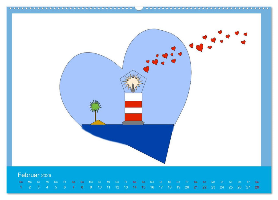 Leuchtturm im Meer (CALVENDO Wandkalender 2026)