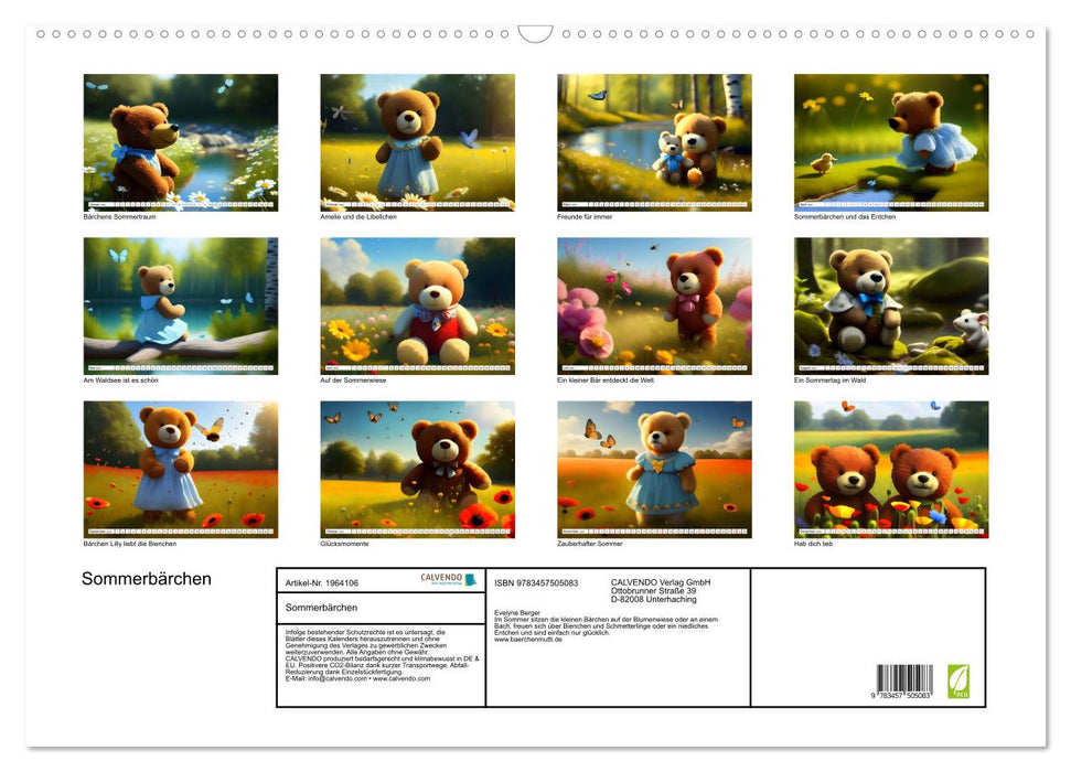 Sommerbärchen (CALVENDO Wandkalender 2026)