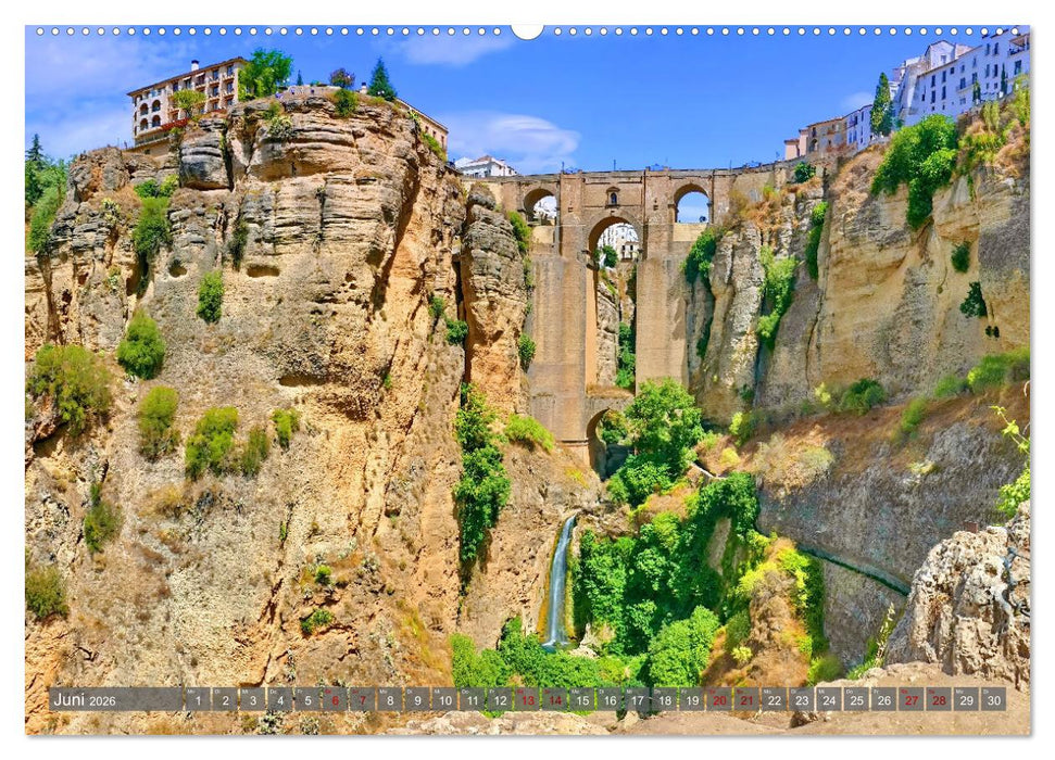 Andalusien, blaues Meer und historische Bauwerke (CALVENDO Premium Wandkalender 2026)