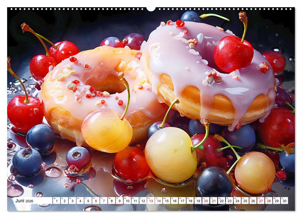 Bunte Donut-Träume - Himmlischer Geschmack aus Krapfenteig (CALVENDO Premium Wandkalender 2026)