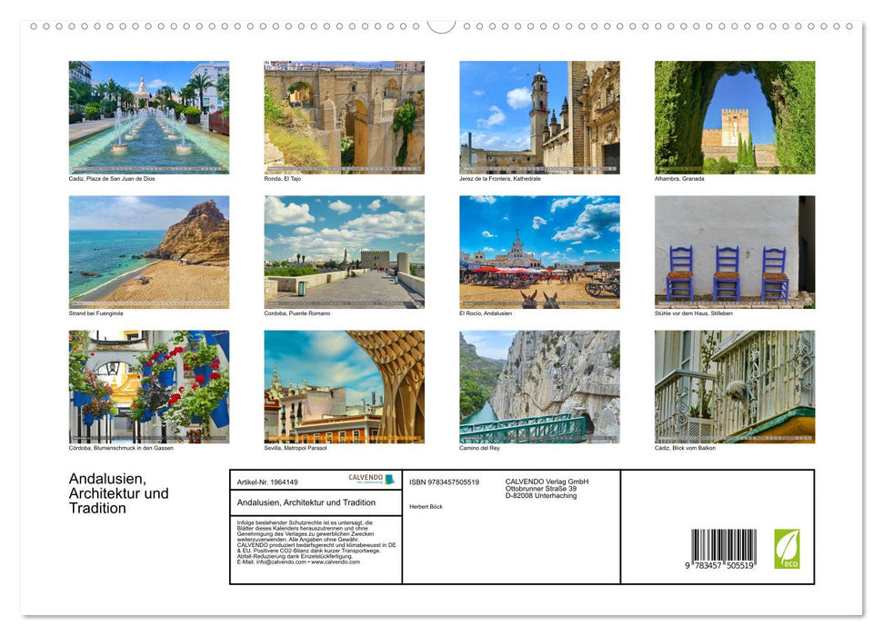 Andalusien, Architektur und Tradition (CALVENDO Premium Wandkalender 2026)