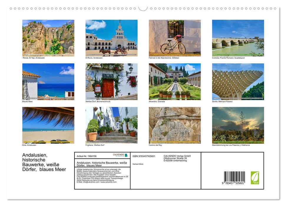 Andalusien, historische Bauwerke, weiße Dörfer, blaues Meer (CALVENDO Premium Wandkalender 2026)