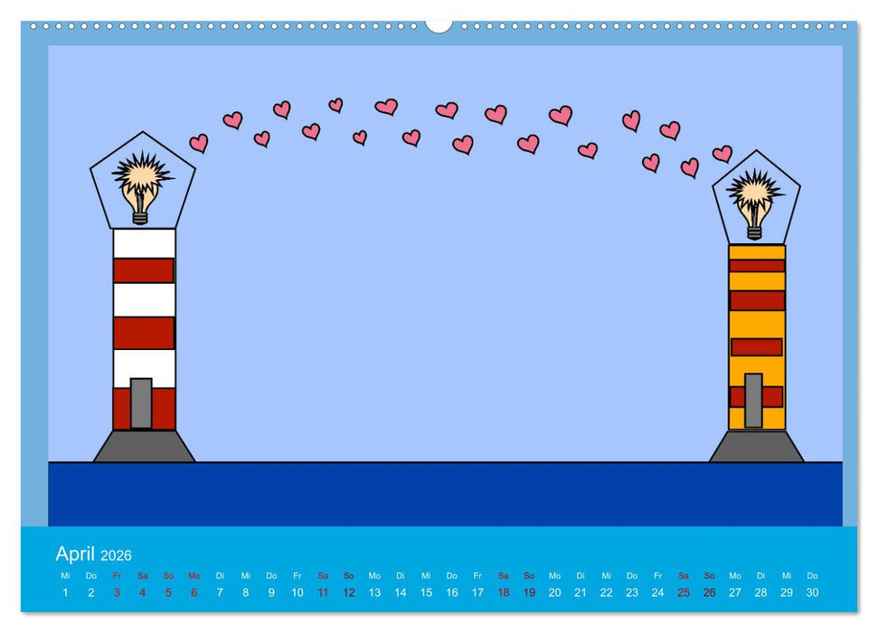 Leuchtturm im Meer (CALVENDO Premium Wandkalender 2026)