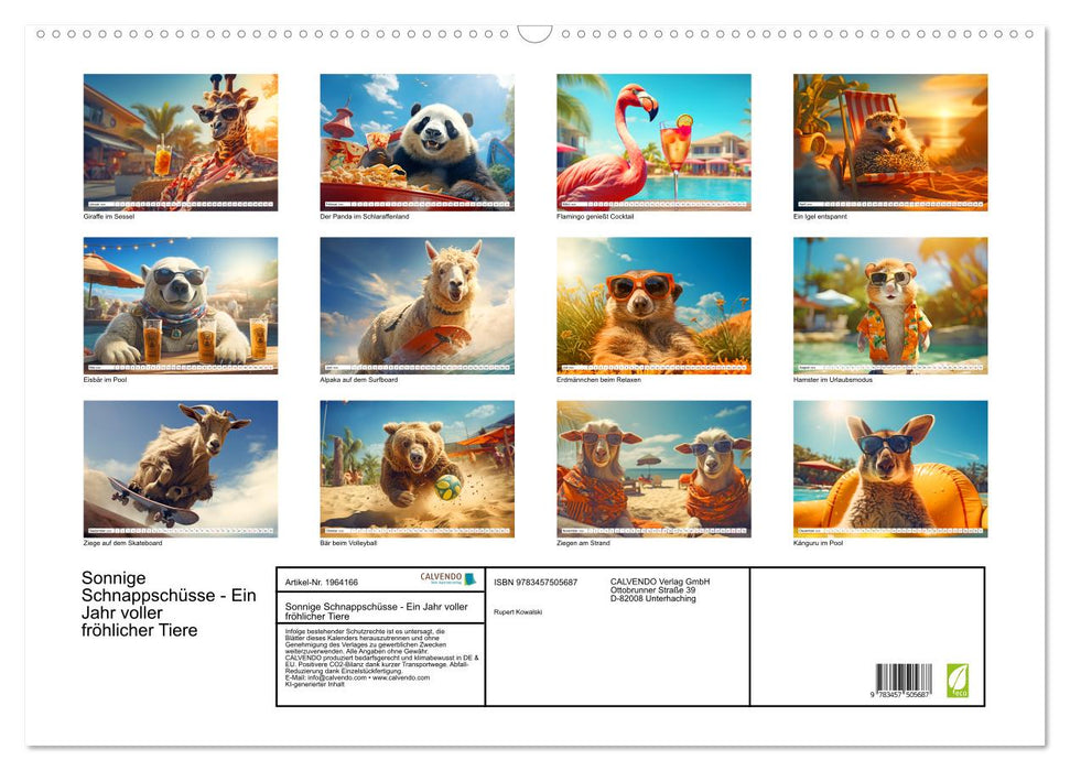 Sonnige Schnappschüsse - Ein Jahr voller fröhlicher Tiere (CALVENDO Wandkalender 2026)