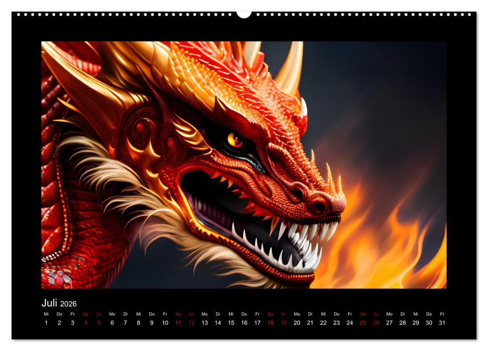 Phantasievolle Welt der Drachen (CALVENDO Premium Wandkalender 2026)