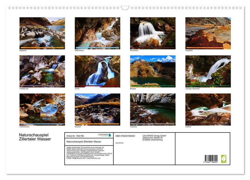 Naturschauspiel Zillertaler Wasser (CALVENDO Wandkalender 2026)