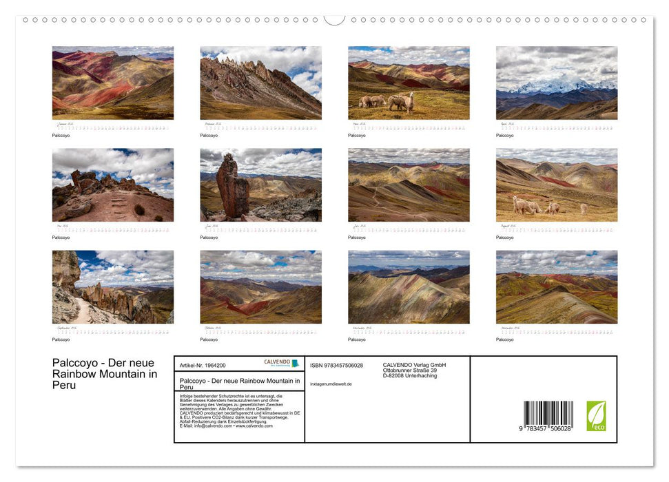Palccoyo - Der neue Rainbow Mountain in Peru (CALVENDO Premium Wandkalender 2026)