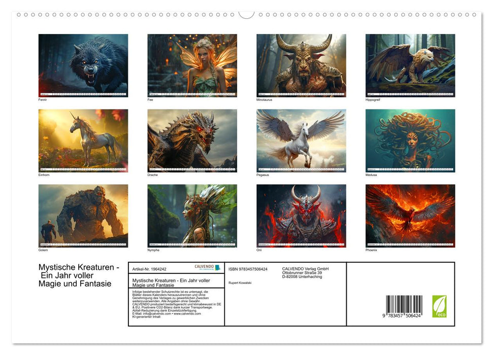 Mystische Kreaturen - Ein Jahr voller Magie und Fantasie (CALVENDO Premium Wandkalender 2026)