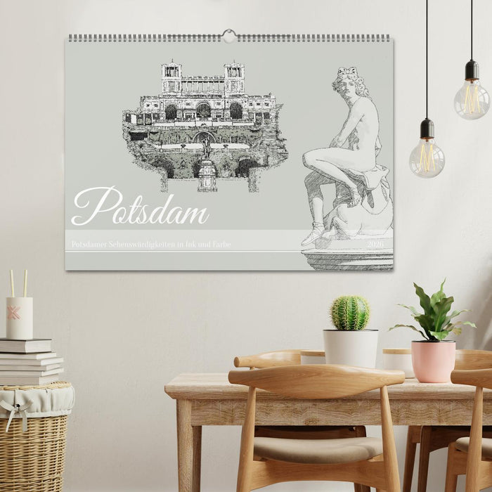 Potsdamer Sehenswürdigkeiten in Ink und Farbe (CALVENDO Wandkalender 2026)