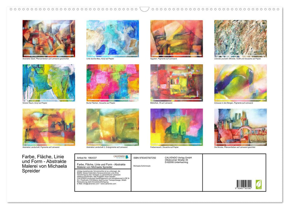 Farbe, Fläche, Linie und Form - Abstrakte Malerei von Michaela Spreider (CALVENDO Wandkalender 2026)